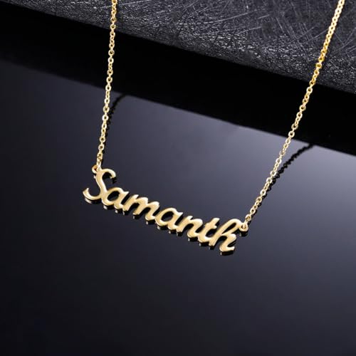 10K/14K/18K Solid Gold Name Plate Necklace,Real Gold Customized Name Necklace with Birthstone for Women,Personalized 1-4 Nameplates Necklaces Birthday for Her Girls - color: Style 2