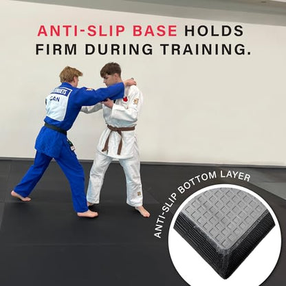 COCO MATS 'N MORE IJF Approved Judo and Martial Arts Mat – High Density Training Mat with Tatami Non-Slip Vinyl Surface, MMA Mats & BJJ Mats for Gym & Home Training - color: Black