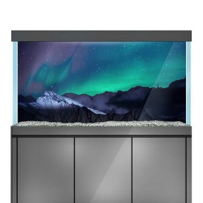Aquarium Background Stickers - Aurora, Snowy Peaks, Starry Sky, Night Scene Fish Tank Reptile Terrarium Decor Poster (90 x 60 cm / (35.4 x 23.6 inches)) - size: 90 x 60 cm / (35.4 x 23.6 inches)