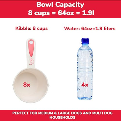 SPOT Standard Crock Dish - Heavy Duty, Non-Slip, Round Ceramic Food/Water Bowl for Pets, Ideal for Medium to Large Dogs or Multiple Animals, Dishwasher Safe - 9.5 in, 8 Cups, (64 Oz) - size: 9.5"