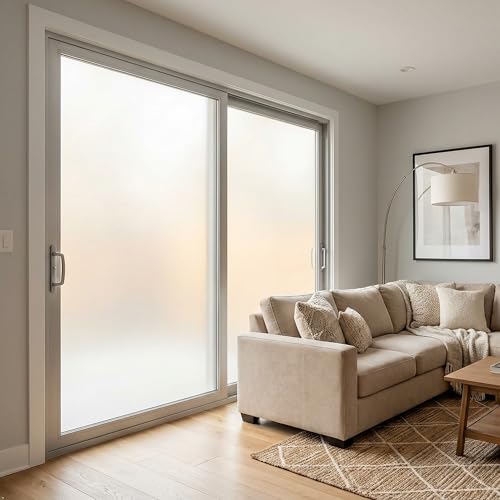Frosted Window Film for Privacy, Static Cling Vinyl, 17.5"x 78.7" | 3in Privacy | Blocks Silhouettes, Lets Soft Light. No Glue, Residue-Free. UV/Water Resistant, Reusable. For Rooms/Bath/Office - size: 17.5"x 78.7"