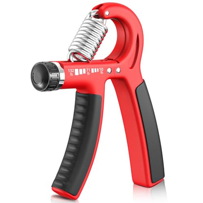 FitBeast Grip Strengthener 팔뚝 강화제, 근력 훈련 및 재활을 위한 조절 가능한 핸드 그립 강화제, 4.5-59.9kg(10-132파운드) 저항, 운동 선수 및 물리 치료에 이상적 (1개) - color: 레드