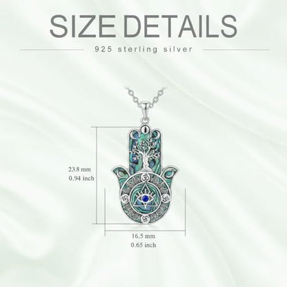 PROESS 925 Sterling Silver Hamsa/Allah Necklace Evil Eye Amulet Jewelry Gifts for Men Women - style: Hamsa Tree