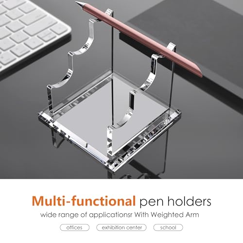 SANRUI 3 Tier Acrylic Pen Holder Display Stand, Fountain Pen Pencil Makeup Brush Rack, Ballpoint Pen Showholder, Paintbrush Drying Rack Organizer Desk for Home School Office or Store Use - style: 3 Tier
