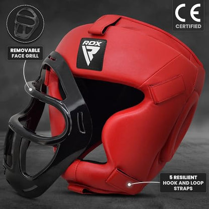 RDX Boxing Headgear MMA Muay Thai, Removable Face Grill, Head Gear for Sparring Grappling Martial Arts Kickboxing Taekwondo Karate BJJ Training - color: Red, size: Medium