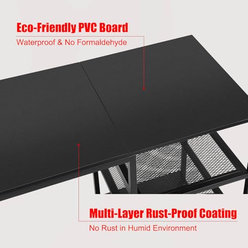 FAHKNS 55 75 Gallon Aquarium Stand with Electrical Outlet and USB Port | Heavy Duty 1200lbs Capacity, Black Steel Frame Fish Tank Stand, for Large 49 Inch Aquariums