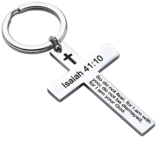Ldurian Bible Verse Keychain Christian Cross Keychain for Women, Cross Key Chain for Men Religious Scripture - style: Isaiah 41:10