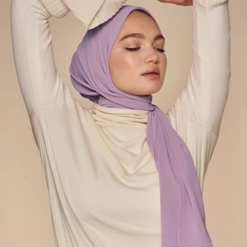 Febfim 4 PCS Muslim Women Soft Premium Solid Chiffon Hijab Scarves Shawl Long Scarf Wrap Scarves with Gift Box - color: 2025 5a