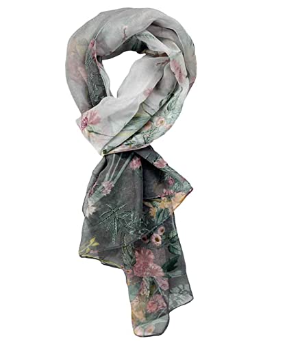 Xyueanlo Scarfs for Women Lightweight Scarves Fashion Print Floral Pattern Scarf Shawls - color: F-gray