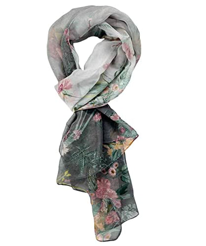 Xyueanlo Scarfs for Women Lightweight Scarves Fashion Print Floral Pattern Scarf Shawls - color: F-gray