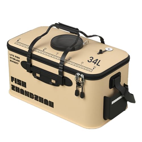 Foldable Fishing Bucket - Live Fish Container, Portable Fishing Bucket with Aeration Hole, Fish Transport Boxes for Outdoor Travel Hiking, Live Fish Container Box for Adult Outdoor Fishing - size: E