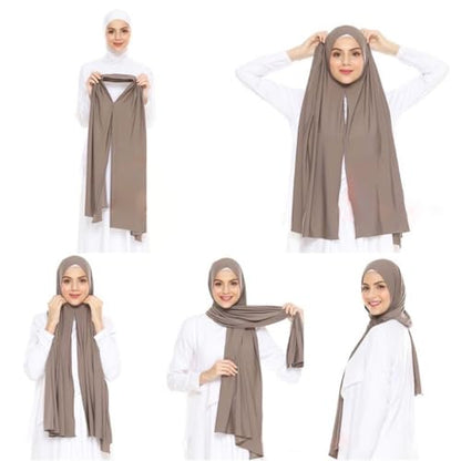 Pre-sewn Instant Hijab Non-slip Scarf for Women Modal Jersey Head Scarf Wrap for Women - color: White2