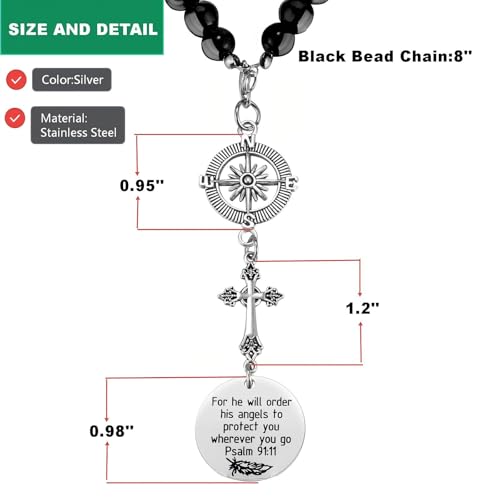 BVB Stainless Steel Guardian Angel Psalm 91:11 Cross Car Mirror Charm