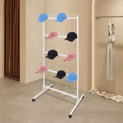 Boxing Gloves Drying Rack with Wheels, 5-Tier Metal Storage Stand Holds 20 Pairs, Freestanding Boxing Glove Organizer for Gym Home Training Room, White
