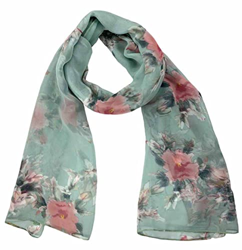 Xyueanlo Scarfs for Women Lightweight Scarves Fashion Print Floral Pattern Scarf Shawls - color: P-green