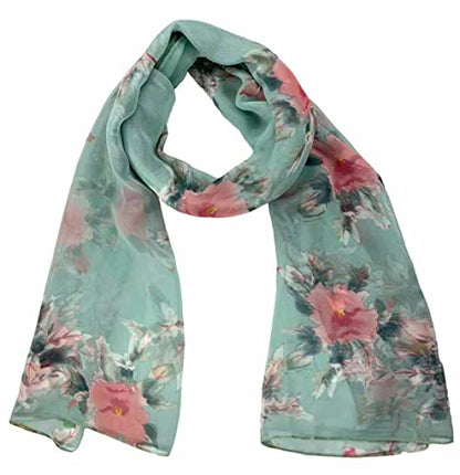Xyueanlo Scarfs for Women Lightweight Scarves Fashion Print Floral Pattern Scarf Shawls - color: P-green