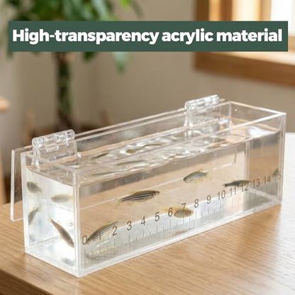Fish Viewing Box,Acrylic Fish Breeding Box,Fishing Photo Tank,Hatching Boxes, Clear Micro Landscape Fish Tank with Scale