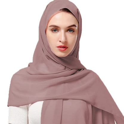 Yeieeo Chiffon Head Wraps for Women - Solid Color Fashion Bubble Chiffon Scarf Hijab - color: Antique Pink