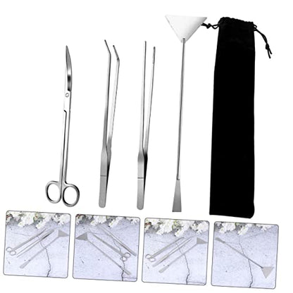 BESPORTBLE 1set Aquatic Plants Tool Kit Stainless Steel Aquascaping Tweezers Scissors Spatula Storage Bag Fish Tank Maintenance Tools for Aquarium Plants Decorations