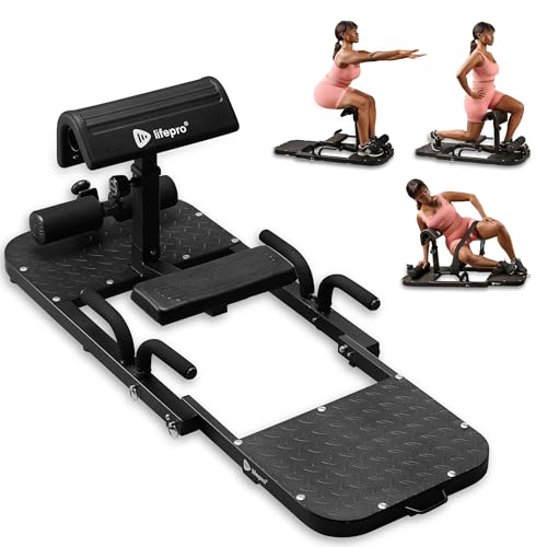Lifepro GluteBlast Hip Thrust Machine – Foldable, Home Gym, 220 lb Cap | Sissy squat + hip thrust bench, powder-coated steel, PU leather pad, folds with wheels, 27.2"×45.3" glutes, hamstrings & core - style: Gluteblast