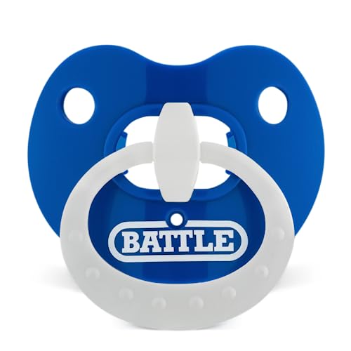Battle Sports Binky Oxygen Football Mouthguard - Detachable Strap, Maximum Breathability, Works with Braces & No Boiling Required - color: Royal Blue/White