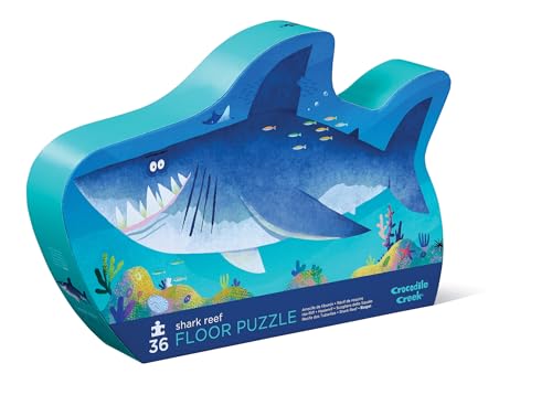 Crocodile Creek 36-Piece Jigsaw Floor Puzzle - Shark Reef - for Kids Ages 3-5 - Heavy-Duty Shaped Box for Storage - 24" W x 18" H Finished - color: Shark Reef