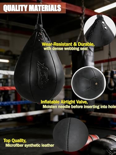 Boxing Speed Punching Bag MMA Training Speed Ball Hanging Swivel Reflex Bag Equipment Workout Kicking Martial Arts Home Gym Exercise Speed Bag - color: Black