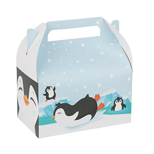 Penguin Party Favors Treat Boxes,10 Pack,Easy Assemble Penguin Supplies Themed Gable Boxes, Cookie Box for Gift Giving, Baby Shower Party Favors, Birthday and Holiday Party Décor,6.25x3.75x3.5 Inches