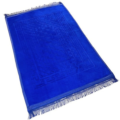 Empire Home Islamic Prayer Rug Oversized Soft Thick Plush Musalla Mat - for Men Women Childred - سجادة صلاة (Royal Blue) - color: Royal Blue