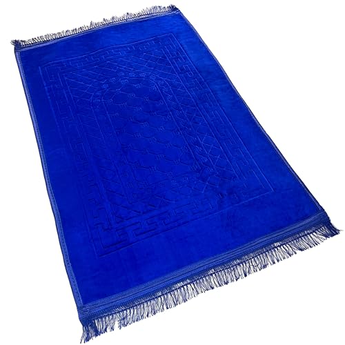 Empire Home Islamic Prayer Rug Oversized Soft Thick Plush Musalla Mat - for Men Women Childred - سجادة صلاة (Royal Blue) - color: Royal Blue