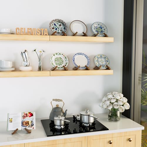 Cookbook Stand for Kitchen, Wooden Cook Book Holder, Plate Stands for Decor Display, Recipe, Counter, Photo, Gift(Rustic Brown) (6.5in-2P) - size: 6.5in (2 Pack, Rustic Brown)