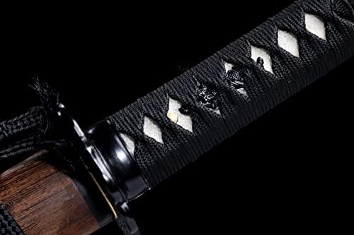 Shinken of Sword Japanese Short Tanto Sword Clay Tempered T10 Steel Blade | Functional hand forged T10 steel Tanto: Real Hamon, 60 HRC edge, full tang & genuine ray skin tsuka for collection