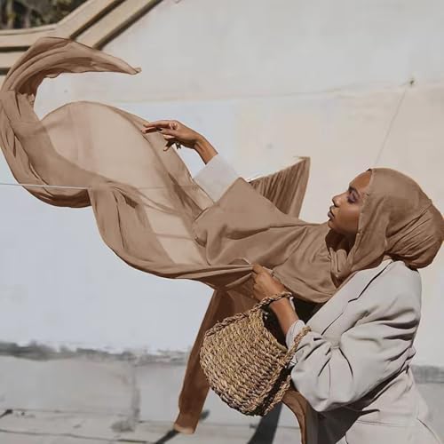 Viscose Hijab Scarf for Women Muslim Cotton Jersey Hijab Fashion Long Scarf Shawls - color: Camel