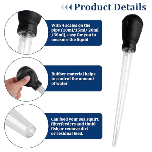 Fish Tank Cleaning Waste Remover, 30ml Dropper Pipette for Aquarium Cleaning Tools, Manual Fish Tank Cleaner Water Changer, Black Fish Tank Rock Cleaner Tools, Mini Aquarium Gravel Cleaning Straw