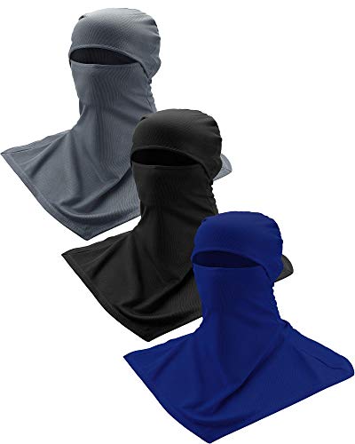 SATINIOR 3 Piece Balaclava Face Cover Sun Protection Neck Cover Summer Balaclava for Men Women Outdoor Sports UV Protector - color: Black, Gray, Navy Blue