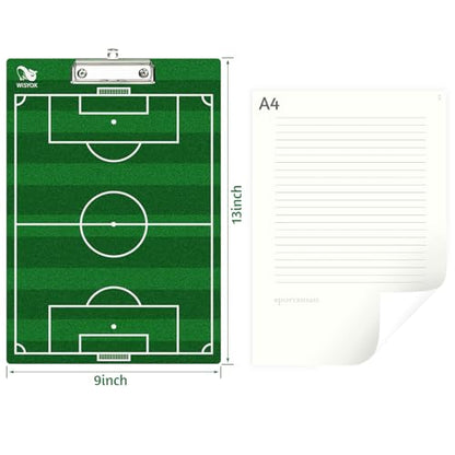 WISYOK Double-Sided Soccer Coaching Clipboard, Premium Dry Erase Tactical Board for Coaches, Ideal Coach Gift - style: Soccer
