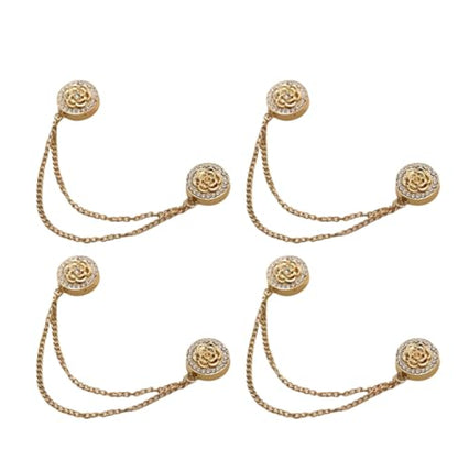 Multi-Function Magnetic Clothing Clips, 4 Packs Pinless Colorful Hijab Magnets, No Pierce Clothing Buttons for Women Dress Shirt Scarf - color: Gold-B