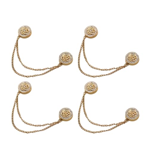 Multi-Function Magnetic Clothing Clips, 4 Packs Pinless Colorful Hijab Magnets, No Pierce Clothing Buttons for Women Dress Shirt Scarf - color: Gold-B