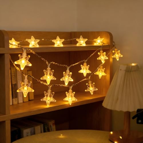 Star String Lights, 30 LED Crystal Stars, 10ft Battery Operated, Indoor Bedroom Decor - style: White Crystal Star