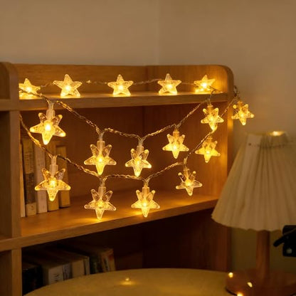 Star String Lights, 30 LED Crystal Stars, 10ft Battery Operated, Indoor Bedroom Decor - style: White Crystal Star