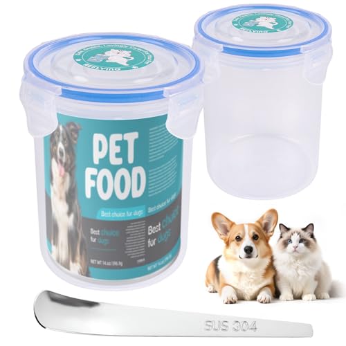 REFLYING Canned Dog Food Storage Lids Reusable Airtight Can Cover | Reusable airtight dog food can lids,Keeps wet food fresh,eliminates odor,Includes SUS 304 spoon and can opener - color: 2 Jar（L）+1 Spoon