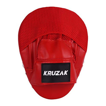Kruzak Plain Punching Mitts for Muay Thai MMA Training, Focus Pads for Boxing Martial Arts and Punching Target - color: Red