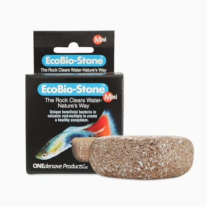 EcoBio-Block Aquarium Water Clarifier (Mini, 3–8 gal) | Volcanic Rock — Lasts Up to 2 Years — No Weekly Additives — Long-Term Water Balance — Safe for Fish, Shrimp, Frogs & Turtles - size: 1 Pack, style: Mini