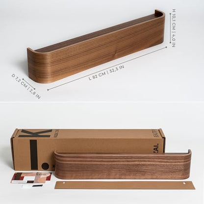 Kazai. Wall-Mounted Coat Rack 'Toke' - Modern Design with Hidden Wall Hooks - Solid Wood Veneer Panel Hanger - Walnut - color: Walnut, size: 8 Hooks