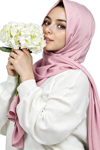 Lina & Lily Luxury Satin Hijab Head Scarf Shawl Wrap for Muslim Women Extra Long - color: Baby Pink