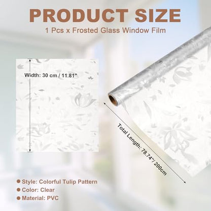uxcell Window Privacy Film, 78.7 x 11.8 Inch Frosted Glass Window Film, Static Cling Non-Adhesive Reusable Door Coverings 3D Flower Pattern for Bathroom Home Living Room, Clear - size: 78.7 x 11.8 Inch