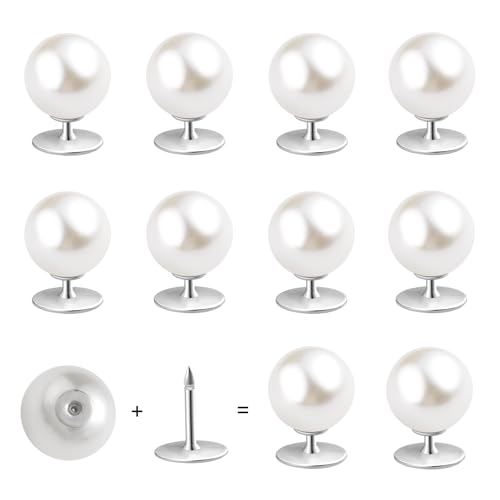 ZLMCUJE 10 Sets 12mm No Sew Pearl Buttons Anti-Exposure Fixed Brooches Pearl pins Removable Reusable for Clothes for Women - size: 12mm/0.47inch