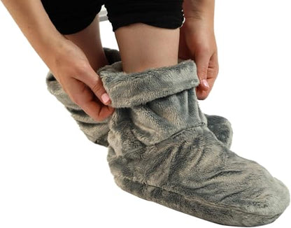 Mars Wellness Heated Microwavable Foot Booties - Microwavable Slippers - Herbal Hot/Cold Deep Penetrating Herbal Aromatherapy Wrap Warmer (Charcoal) - 2 Pack - color: Charcoal, size: Pack of 2