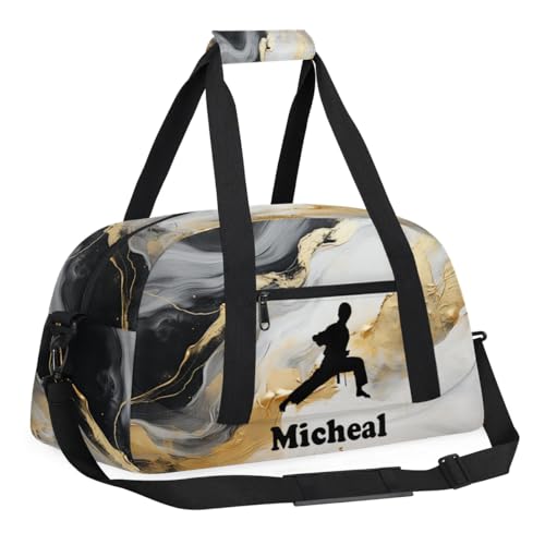Personalized Martial Art Bag Duffel Bag for Girls, Custom Taekwondo Karate Bag Overnight Bags for Travel Weekender Practice Squat - color: Option 14
