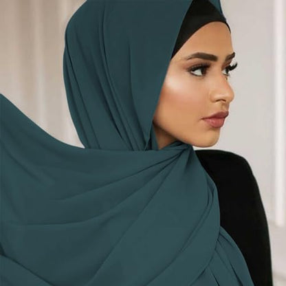 Hijab Scarf for Women Soft Cotton Muslim Jersey Hijab Head Wrap Scarves Fashion Long Scarf Shawls - color: Malachite Green